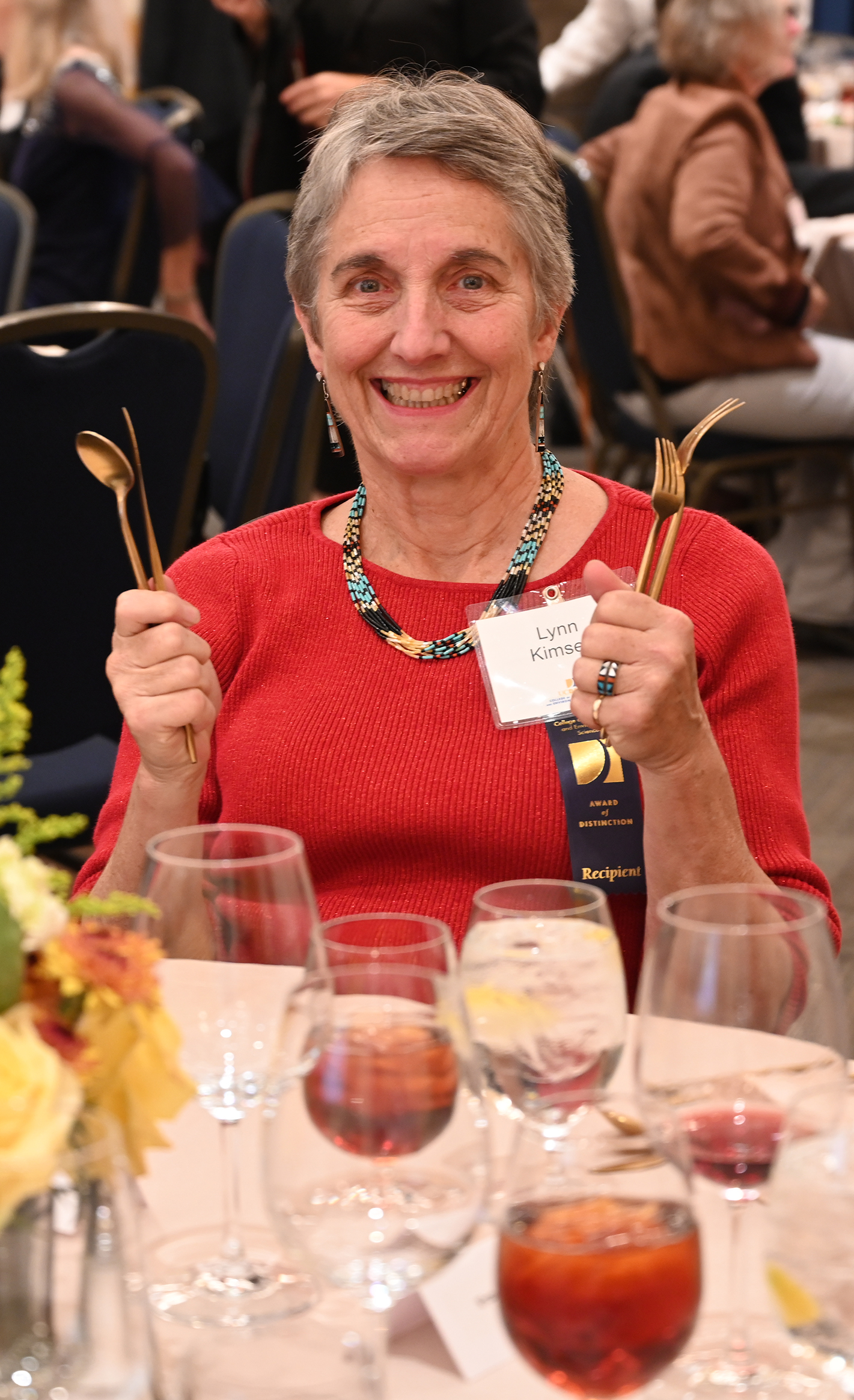 Lynn Kimsey is shown here at the UC Davis College of Agricultural and Environmental Sciences' awards dinner in 2023 when she received the Exceptional Faculty Award. (Photo by Kathy Keatley Garvey)
