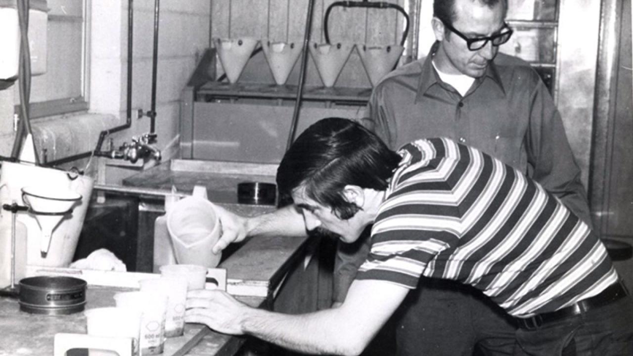 Howard Ferris (left) working in a lab in 1969.