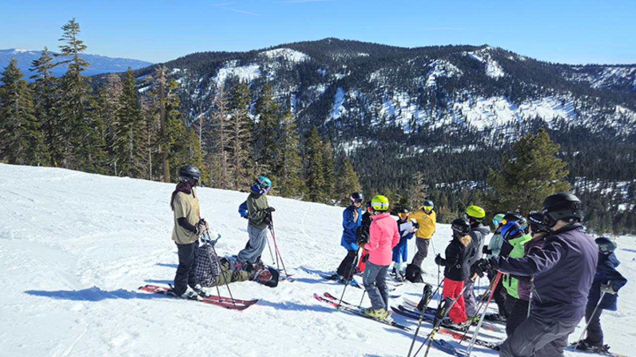 Professor and community ecologist Rachel Vannette, vice chair of the UC Davis Department of Entomology and Entomology, led a "Ski with a Scientist" program for the UC Davis Tahoe Environmental Research Center. (Photo by Alison Toy, a TERC outreach educator)