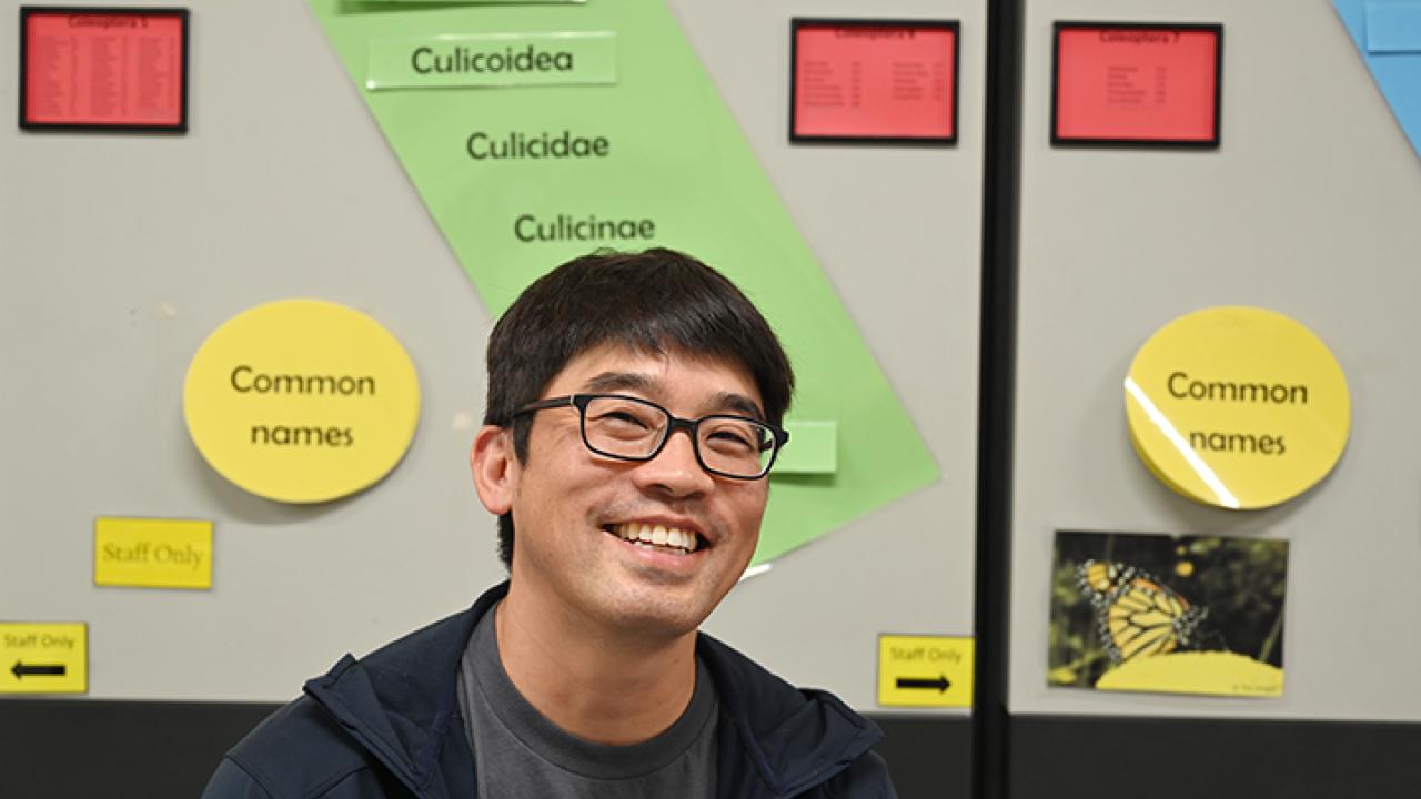 Professor Louie Yang at the Bohart Museum of Entomology