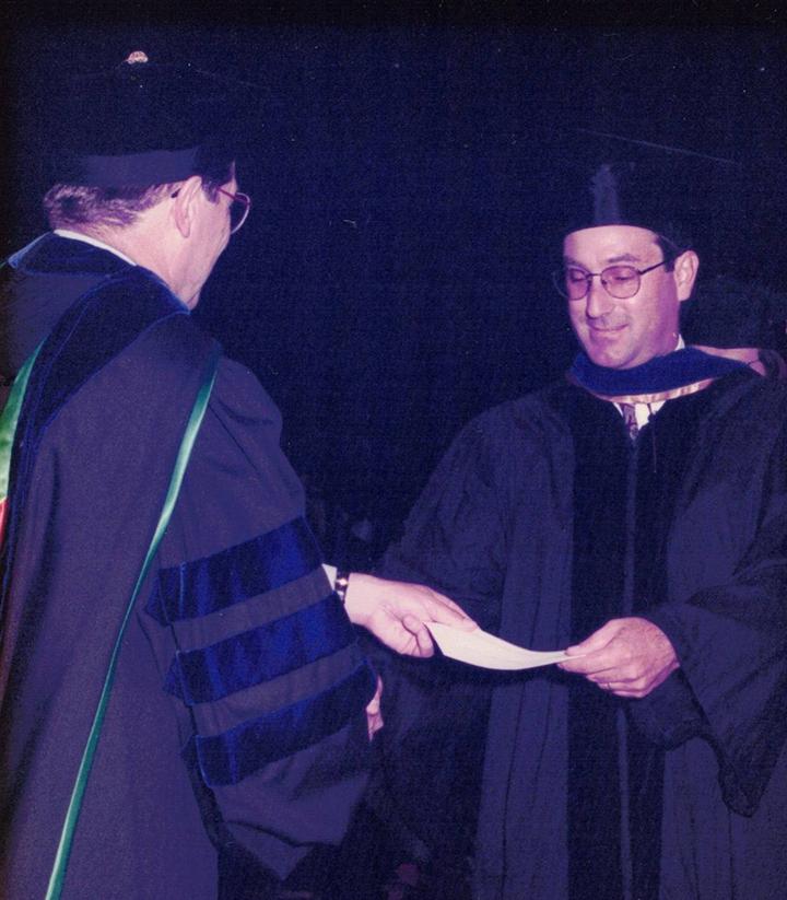 Douglas Walsh receiving his doctorate degree from UC Davis on June 12, 1997. His major professor was Frank Zalom.