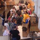 Christopher Pagan discussing nematodes at a recent UC Davis Biodiversity Museum Day. (Photo by Kathy Keatley Garvey)