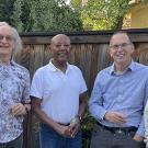 A gathering of NAS members (from left) UC Davis distinguished professor Walter Leal, elected in 2024; distinguished professor Stephen Kowalczykowski, elected in 2007; distinguished professor emeritus Tilahun Yilma, elected in 2004; distinguished professor emeritus J. Clark Lagarias, elected in 2024; and Bruce Hammock, distinguished professor, elected in 1999.