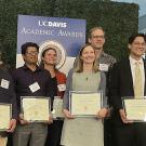 Academic Senate award recipients include Professor Louie Yang (front, far left) and UC Davis distinguished professor Walter Leal (fback row, far right)
