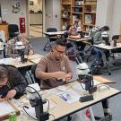 Participants in the fruit fly-identification workshop at the California Department of Food and Agriculture's Plant Pest Diagnostics Laboratory.  (Photo by Luc Leblanc)